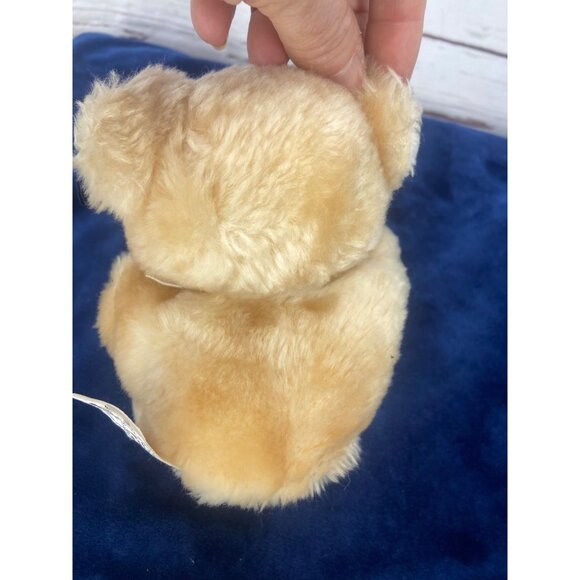 Russ Berrie Small Mini‎ Stuffed Plush Teddy Bear Baby Rattle 5" Beige Tan Blonde - Picture 3 of 6